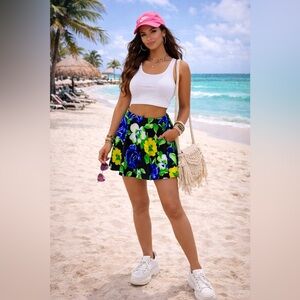 Forever 21 Floral Skater Mini Skirt | Y2K Retro Print | XS